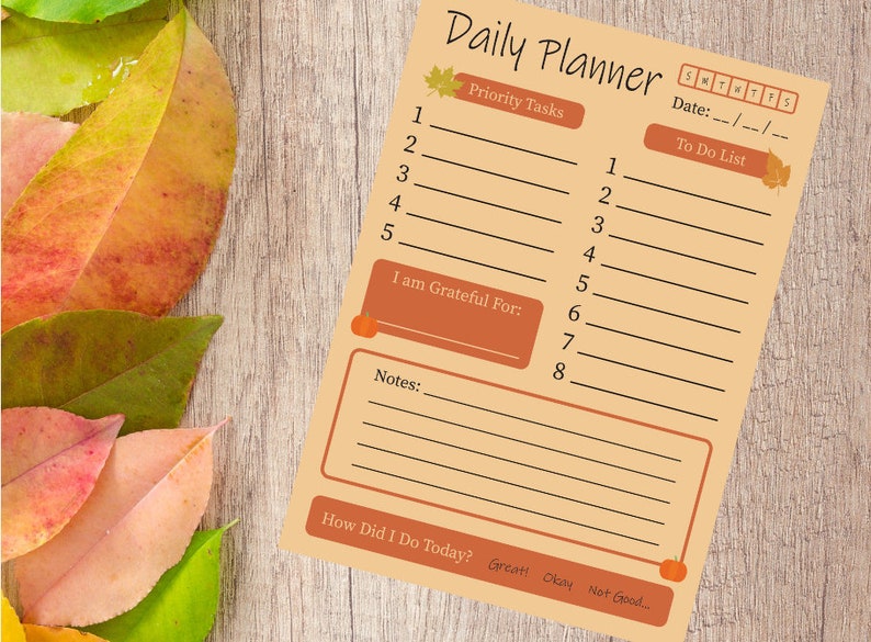 Fall Daily Planner | Printable Organizer (digital Download) - Etsy