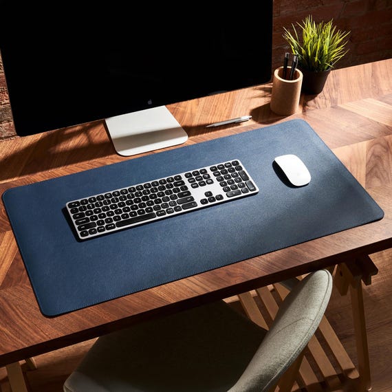 Vegan Desk Mat / Desk Pad with Cork Non Slip Backing / Computer and Mouse Pad with Water Resistant Surface / Office Desk Mat