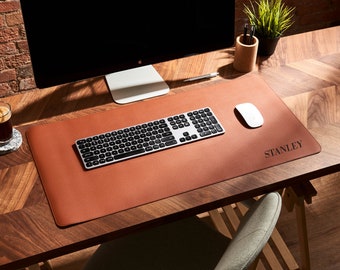 Personalised Vegan Desk Mat / Desk Pad with Cork Non Slip Backing / Computer and Mouse Pad with Water Resistant Surface / Office Desk Mat