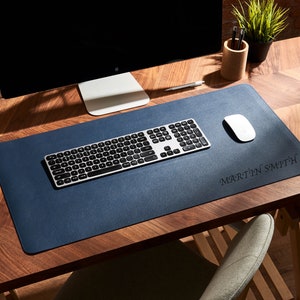 Personalised Vegan Desk Mat / Desk Pad with Cork Non Slip Backing / Computer and Mouse Pad with Water Resistant Surface / Office Desk Mat image 1