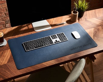 Personalised Vegan Desk Mat / Desk Pad with Cork Non Slip Backing / Computer and Mouse Pad with Water Resistant Surface / Office Desk Mat