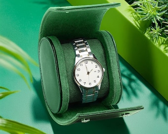 Personalised Vegan Leather Watch Case / Personalised Watch Box / Leather Watch Holder / Portable Travel Watch Organiser / Watch Storage Box