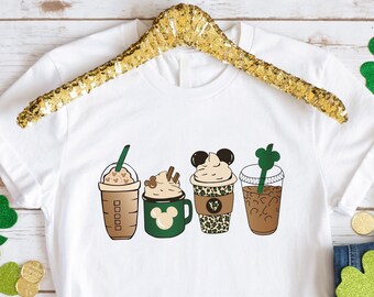 Disney St Patricks Day Coffee Shirt, Coffee Lover Shirt, Disney Coffee Latte Drink Cup, Mickey St Patricks Day Shirt, St Patricks Day Gifts