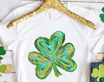 Watercolor Leaf Clover Heart Shirt, Happy St Patricks Day Shirt, Vintage Retro St Pattys Shirt, Gift For St Patricks, Lucky Shamrock Shirt