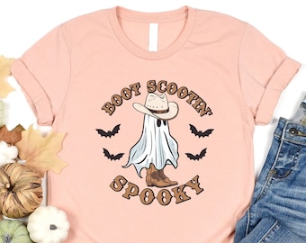 Boot Scootin Spooky Sweatshirt, Cute Spooky Shirt, Western Halloween Shirt, Cowboy Ghost Shirt, Vintage Ghost Halloween, Retro Halloween Tee