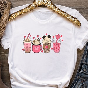 Disney Valentine Coffee Shirt, Cute Valentine Shirt, Coffee Lover Shirt, Disney Coffee Latte Drink Cup, Mickey Love Shirt, Valentines Day