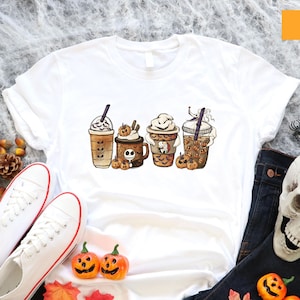 Halloween Nightmare Coffee Shirt, Halloween Horror Nights, Fall Coffee Shirt, Coffee Lover Gift, Pumpkin Latte Drink, Halloween Horror Party