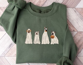 Halloween Ghost Dogs Sweatshirt, Fall Shirts, Halloween Sweater, Dog Lovers Shirt, Ghost Dog Shirt, Dog Halloween Shirt, Ghost Dog T-Shirt