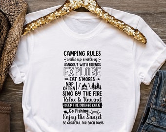 Camping Rules Shirt, Family Camping Shirt, Nature Lover Shirt, Glamper T-shirt, Glamping Shirt, RV Camper Gifts, Hiking Shirt, Camping Crew