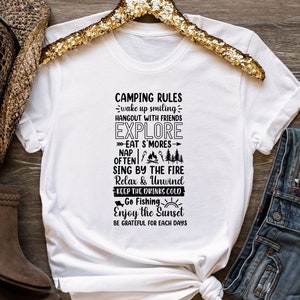 Camping Rules Shirt, Family Camping Shirt, Nature Lover Shirt, Glamper T-shirt, Glamping Shirt, RV Camper Gifts, Hiking Shirt, Camping Crew