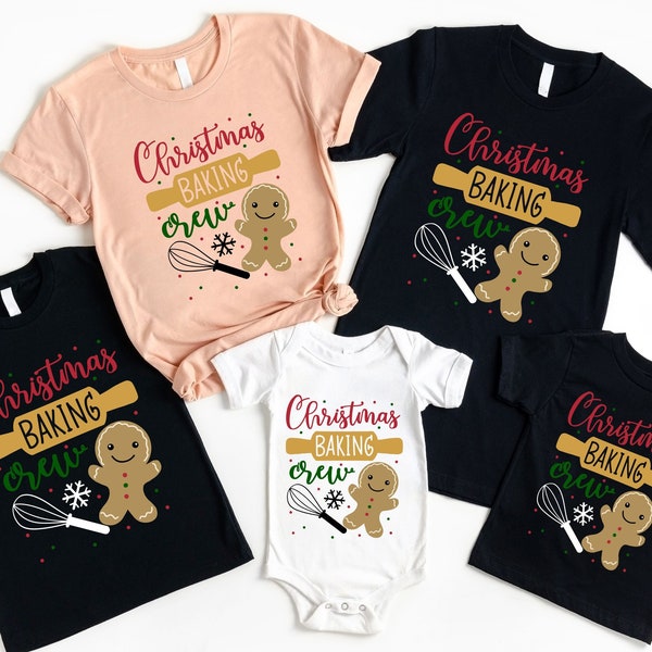 Christmas Baking Crew Shirt, Family Christmas Pajamas, Funny Gingerbread Christmas T-shirt, Christmas Couples Gift, Matching Family Pajamas