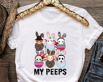My Peeps Shirt, Horror Easter Shirt, Horror Movie Characters, Easter Horror Eggs Shirt, Michael Myers Easter Tee, Horror Movie Easter Gifts
