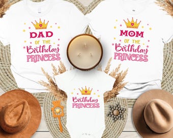 Birthday Princess Family Matching Shirts, Birthday Squad Tees, Girl Birthday Shirt, Custom Birthday T-shirts, Princess Birthday Party Tees