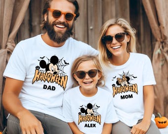 Custom Disney Halloween Family Matching Shirts, Personalized Mickey Minnie Group Vacation Tees