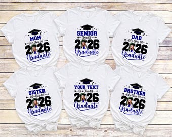 Custom Photo Graduation Shirts, Senior 2026 Family Matching T-shirt, Class Of 2026 Family Graduation Shirts, Proud Family Graduation Tee