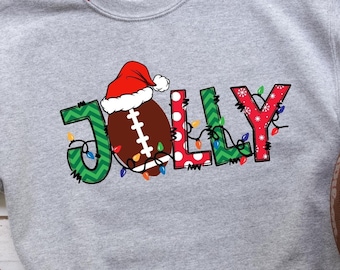 Christmas Football Shirt, Christmas Sports Shirt, Football Mom Gift, Christmas Gameday Shirt, Football Fan Christmas Gift, Jolly Santa Shirt