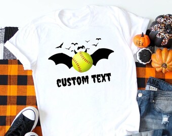 Halloween Custom Shirt, Halloween Softball Shirt, Halloween TShirt, Boys Halloween Shirt, Halloween Gift, Unisex Halloween Shirt, Bat Shirt