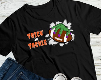 Halloween Football Shirt, Boy Halloween Shirt, Zombie Shirt, Football Gift, Halloween Sports Shirt, Football Player Shirt, Trick or Treat