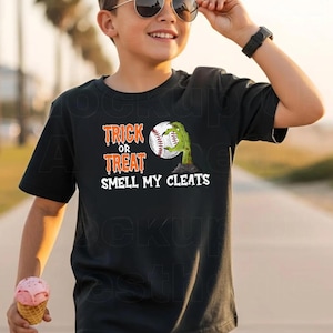 Halloween Baseball Shirt, Trick or Treat Smell My Cleats Shirt, Boy Halloween Shirt, Zombie Shirt, Baseball Fan Gift, Halloween Sports Shirt