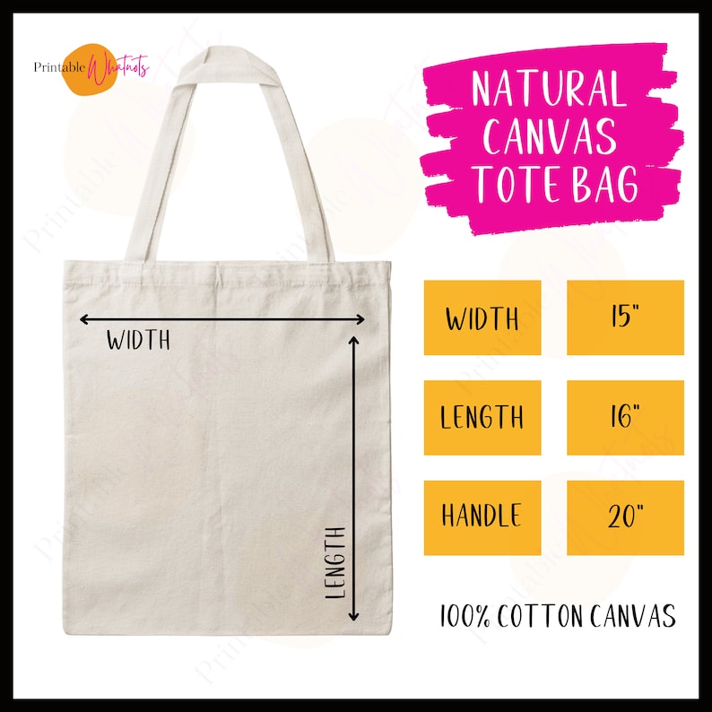 Op de afbeelding: Een natuurlijke canvas tote bag met een breedte van 38 cm, een lengte van 41 cm en een handvatlengte van 51 cm. De tas is gemaakt van 100% katoenen canvas.