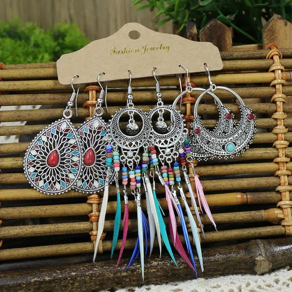 Boho Earrings Dangle for Women 3 Sets Unique Earrings Boho
