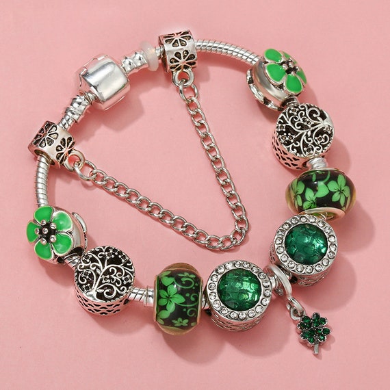 Emerald Jade Green Charm Bracelet, Charms for Charm Bracelets