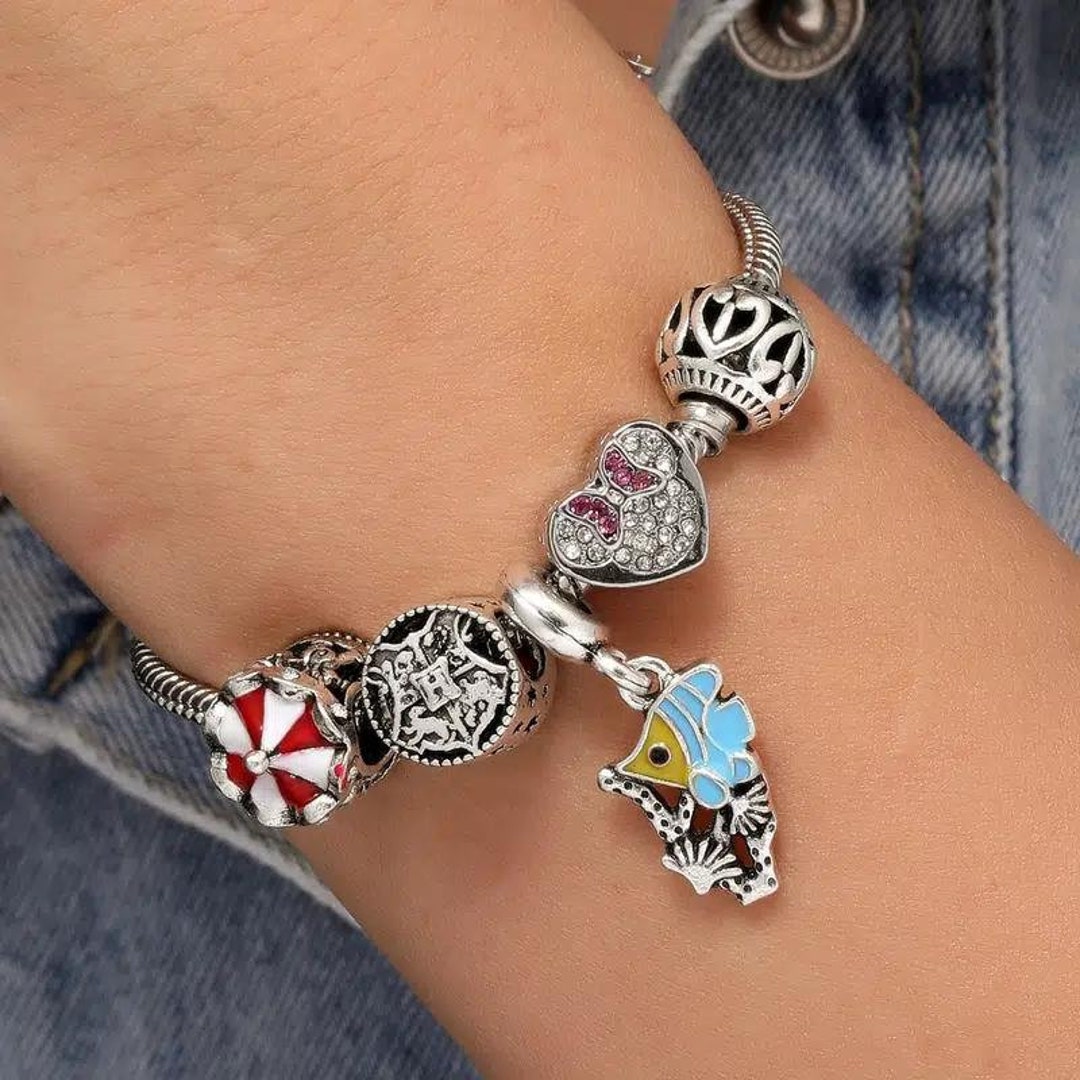 Pandora Style Heart Charm Bracelet Heart and Round Shaped Etsy