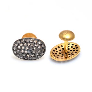 925 Sterling Silver Pave Diamond Cuff Links, Unisex Jewelry, Gift for Him, Diamond Men Cuff Links, Antique Silver Cufflinks
