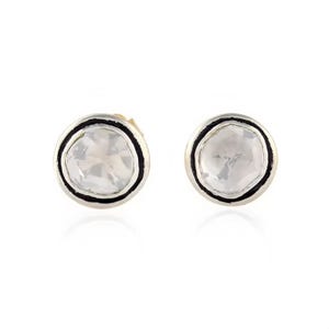 Polki Diamond Stud Handmade Earring Vintage Earring Diamond Stud 925 Sterling Silver Anniversary Gift Earring Polki Jewelry Gift For Her