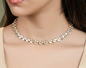 Uncut Polki Diamond Wedding Necklace: Gold Plated 925 Sterling Silver