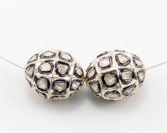 Cuentas redondas de diamante Polki: accesorios de joyería de plata de ley 925