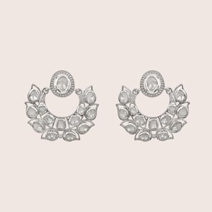 Polki Diamond Earring, 925 Sterling Silver, Handmade Designer, Victorian Earring, New Fashionable Earring For Wedding, Gift For Her