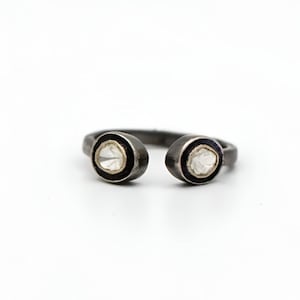 Polki Diamant oxidierter Ring Handgefertigter Designer Ring Polki Ring 925 Sterling Silber Viktorian Vintage Ring oxidierter Schmuck-Ring Ring für Geschenk