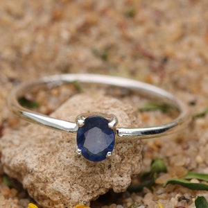 Natural Blue Sapphire Ring, Silver Ring, Fine Ring, Birthday Gift Ring, Proposal Ring, Sapphire Ring, 925 Sterling Silver Minimalist Ring.