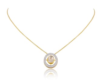 Handmade Polki Diamond Necklace: 925 Sterling Silver, Gold Plated