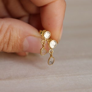 925 Sterling Silver Natural Rose Cut Polki Earring Polki Stud Earring Diamond Polki Earring Handmade Polki Slice Earring Polki Jewelry