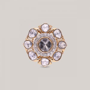 High Quality Uncut Polki Diamond Ring, 925 Sterling Silver, Unique Jewelry, Polki Rings, Handmade Design, Victorian Jewelry, Engagement Ring