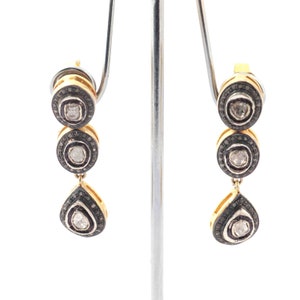 Natural Rose Cut Polki & Pave Diamond Earring 925 Sterling Silver Polki Diamond Earring Anniversary Earring Handmade Designer Earring
