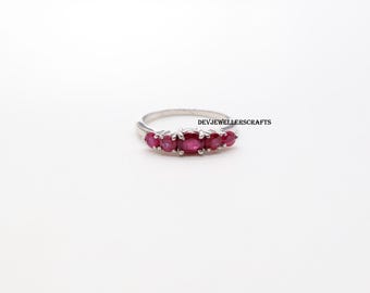 Natural Ruby Gemstone Ring: 925 Sterling Silver Minimalist Jewelry