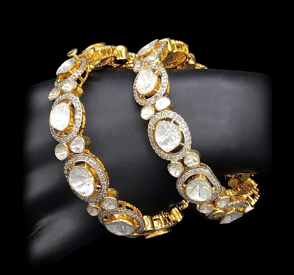 Pave Diamond ,Kyanite Gemstone, Polki Diamond Bracelet - 925 Sterling  Vermeil – Newyorkgemco