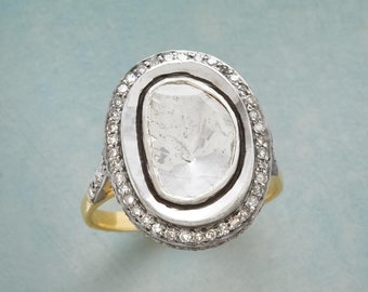 Ungeschliffener Polki Diamant Ring: 14k Gold Plated 925 Sterling Silber Verlobungsgeschenk