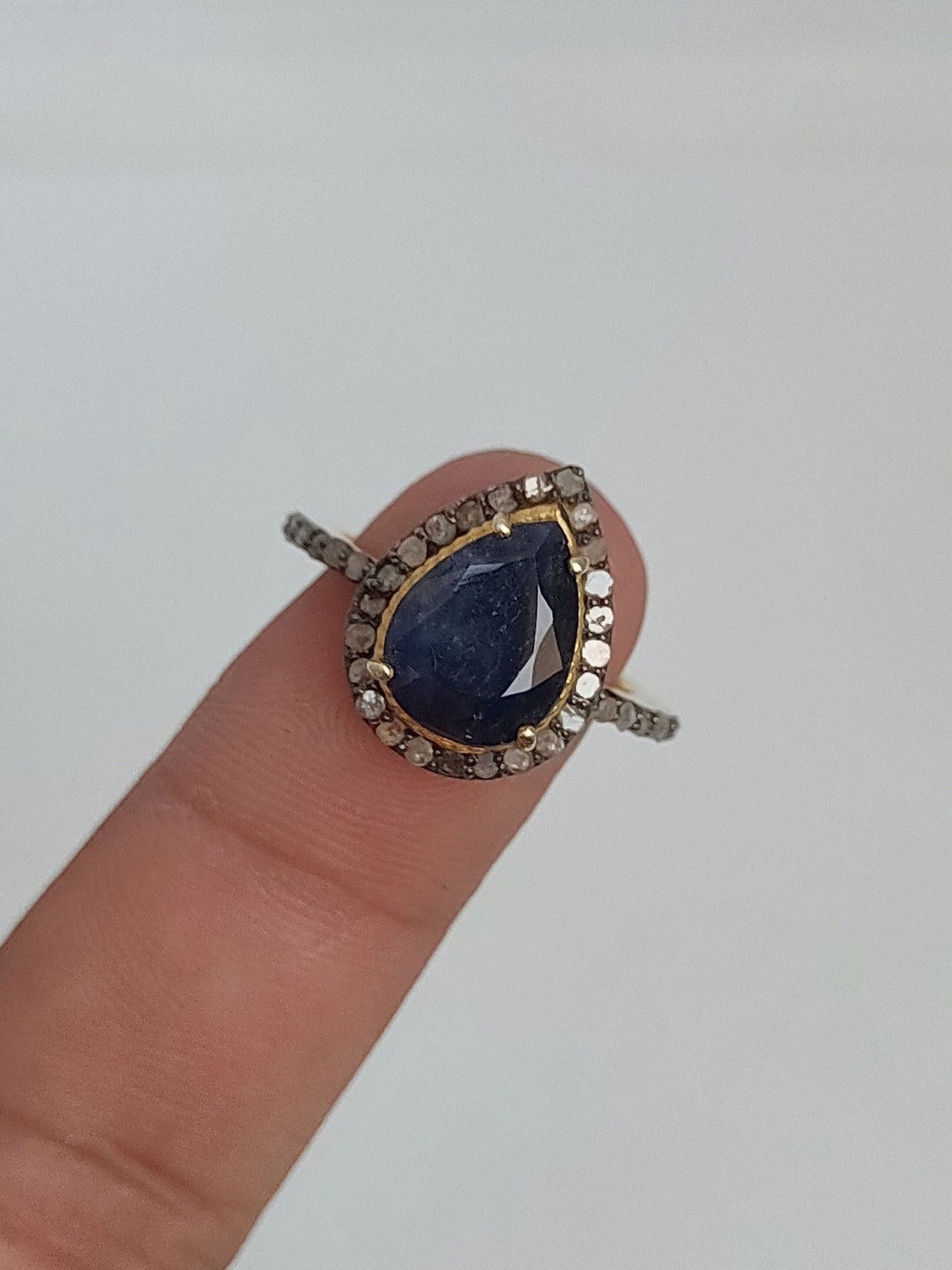 Sterling Silver Pave Crystal Rings With Clear Or Blue Sapphire Gemstones