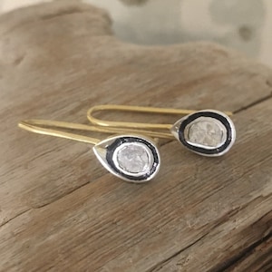Uncut Polki Diamond, 925 Sterling Silver Polki Jewelry, Wire Earring, Gift For Her, Party Wear Earring, Handmade Polki Diamond Jewelry.