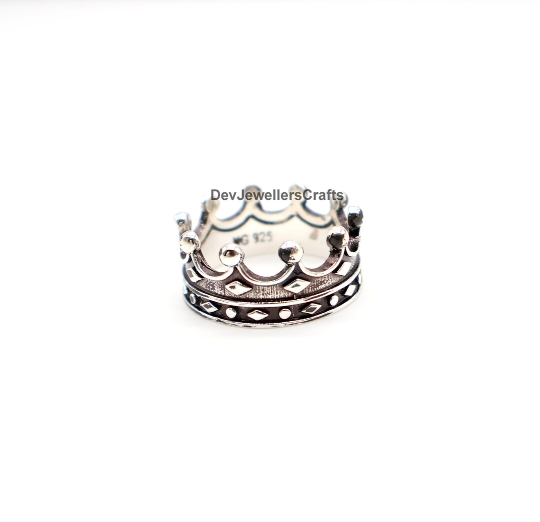 Handmade Sterling Silver Crown Ring: Antique Design Unisex Band - Etsy Handmade Sterling Silver Crown Ring: Antique Design Unisex Band - Etsy