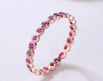 925 Sterling Silber Rubin Solitär Bandring