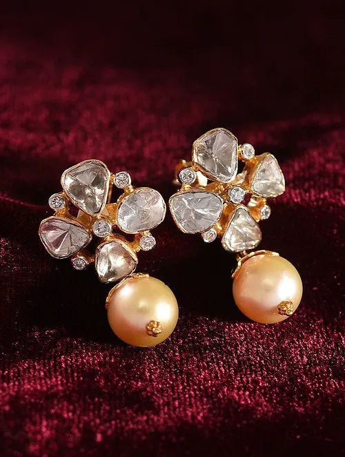 Bridal March Diamond  Pearl Stud Earrings  Aspinal