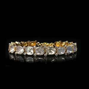 Uncut Polki Diamond Bracelet, Handmade Design, Polki Bracelet, 925 Sterling Silver, Gold Plated Bracelet, Engagement Bracelet, Gift For Her