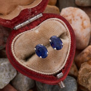 Natural Blue Sapphire Stud Handmade Designer Blue Sapphire Earring 925 Sterling Silver Earring Silver Earring Blue Sapphire Stud On Sale