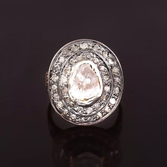 Polki Diamond Six-stone Ring Gold-plated Sterling Silver Polki Diamond Six-stone Ring Gold-plated Sterling Silver