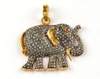 Diamanthanger olifant | 925 sterlingzilver Pave Diamond Charm Cadeau voor haar sieraden
